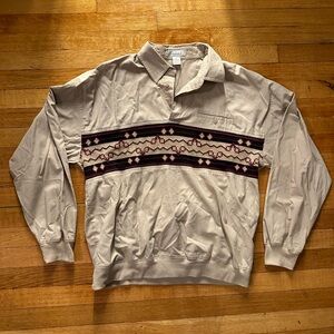 90s Vintage Classics by Palmland Aztec Sand Golf Polo Poker Shirt Size Large